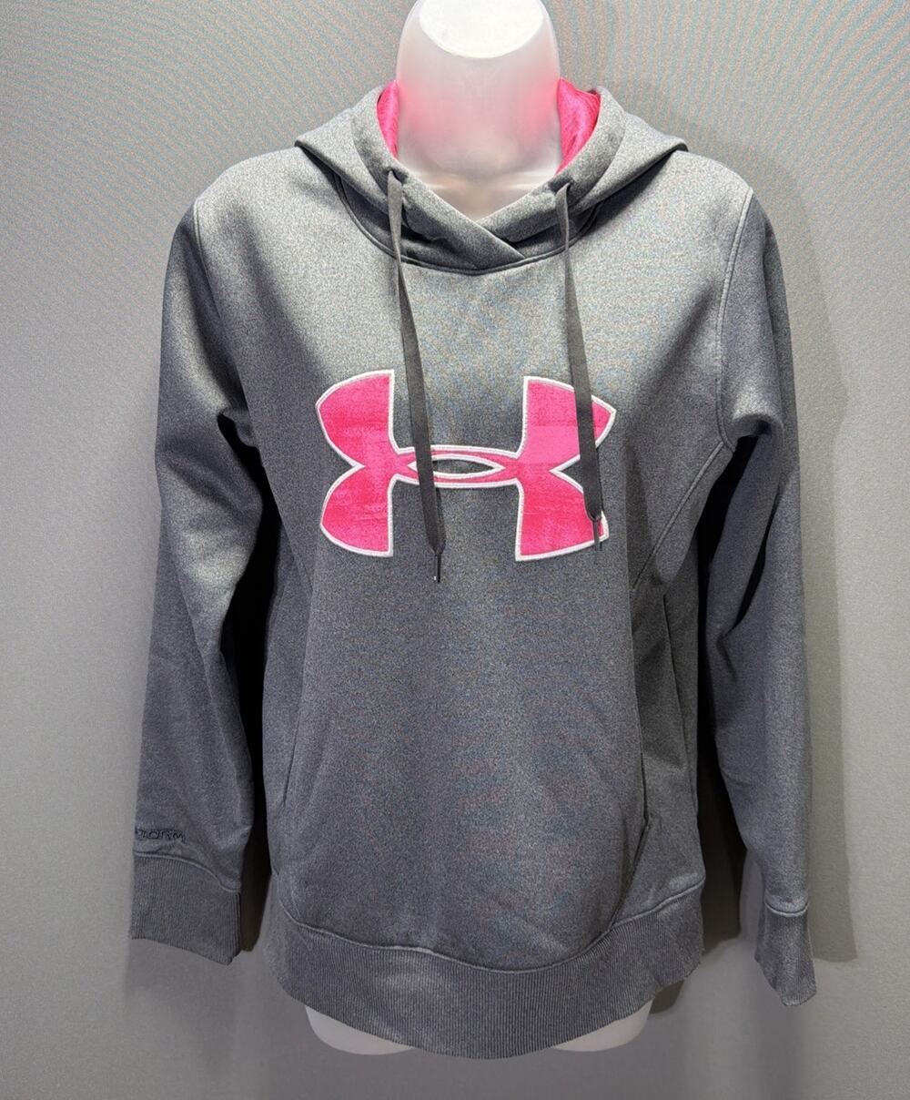 Under Armour Hoodie Womens Pullover Breast Cancer Semi Fitted Cold Gear size S